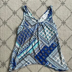 Linea Donatella Blue Asymmetrical  Tank Top